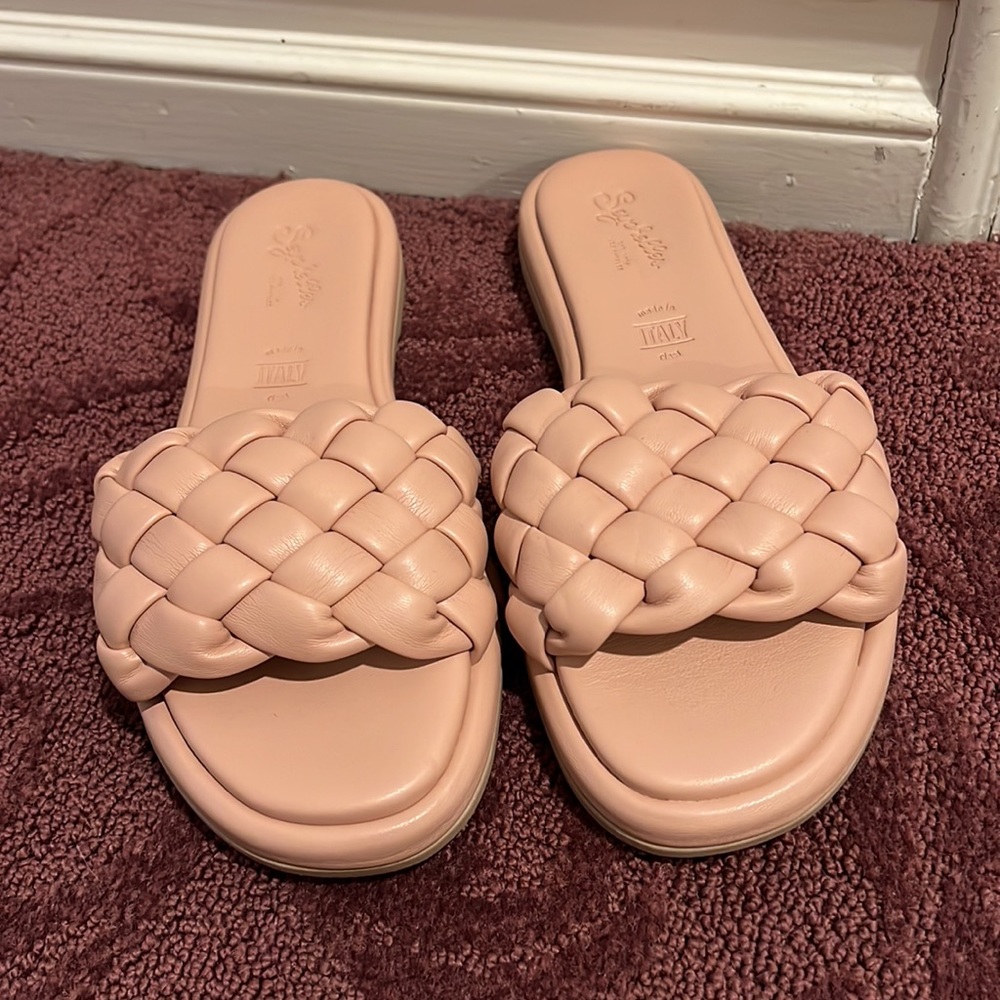 Seychelles Bellisima Slide Sandal Nude Blush Woven Gem
